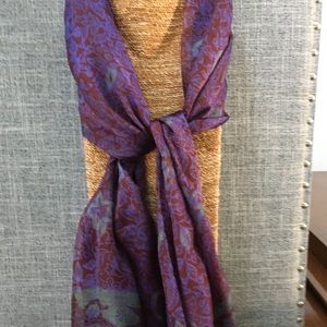 Bohemian silk purple fringed scarf